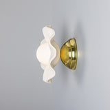 Polished Brass Matte White Striped Rivale Wall Light by Mullan Lighting