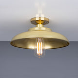 Polished Brass Telal Industrial Factory Flush Ceiling Light by Mullan Lighting