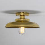 Polished Brass Telal Industrial Factory Flush Ceiling Light by Mullan Lighting