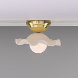 Polished Brass Matte White Striped Rivale Ceiling Light by Mullan Lighting