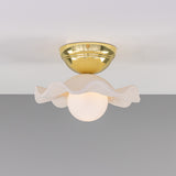 Polished Brass Matte White Striped Rivale Ceiling Light by Mullan Lighting