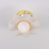 Polished Brass Matte White Striped Rivale Ceiling Light by Mullan Lighting