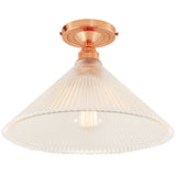 Polished Copper Hanoi Vintage Prismatic Flush Light by Mullan Lighting