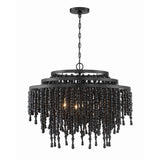 Poppy Chandelier 26.5'' Matte Black Black Wood