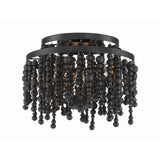 Poppy Semi Flush Mount 15'' Matte Black Black Wood