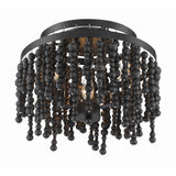 Poppy Semi Flush Mount 15'' Matte Black Black Wood