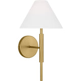 Porteau Wall Sconce — 9", White Linen, Satin Brass