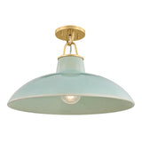 Pottersville Flush Mount - Large - Aged Brass with Ceramic Moss Crackle by Hudson Valley