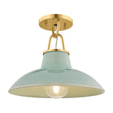 Pottersville Flush Mount - Small - Aged Brass with Ceramic Moss Crackle by Hudson Valley