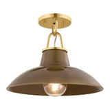 Pottersville Flush Mount - Small - Aged Brass with Ceramic Umber Crackle by Hudson Valley