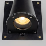Powder Coated Matte Black With Backplate Wade Outdoor Brass Spotlight by Mullan Lighting Detail View