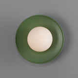 Powder Coated Sage Green Aosta Brass Disc Bathroom Wall Light by Mullan Lighting