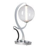 Pression Table Lamp, shown in Sterling, Crackle Glass, Black Leather, by Hubbardton Forge