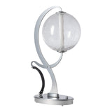 Pression Table Lamp, shown in Sterling, Crackle Glass, Black Leather, by Hubbardton Forge