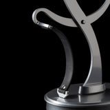 Pression Table Lamp detail in Sterling, Crackle Glass, Black Leather, by Hubbardton Forge