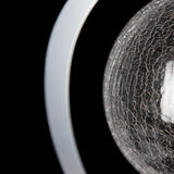 Pression Table Lamp detail in Sterling, Crackle Glass, Black Leather, by Hubbardton Forge