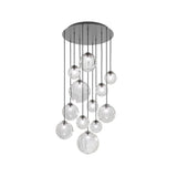 Puppet Round Multilight Suspension By Vistosi, R12, Finis: Matt Black, Color: Crystal, , | Casa Di Luce Lighting
