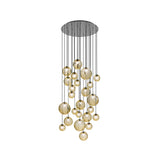 Puppet Round Multilight Suspension By Vistosi, R24, Finis: Matt Black, Color: Amber, , | Casa Di Luce Lighting