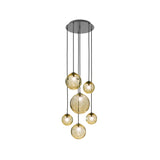 Puppet Round Multilight Suspension By Vistosi, R6, Finis: Matt Black, Color: Amber, , | Casa Di Luce Lighting