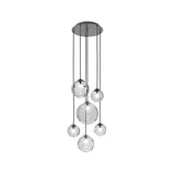Puppet Round Multilight Suspension By Vistosi, R6, Finis: Matt Black, Color: Crystal, , | Casa Di Luce Lighting