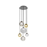 Puppet Round Multilight Suspension By Vistosi, R6, Finis: Matt Black, Color: Multicolor 1, , | Casa Di Luce Lighting