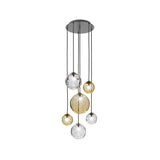 Puppet Round Multilight Suspension By Vistosi, R6, Finis: Matt Black, Color: Multicolor 2 , | Casa Di Luce Lighting