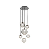 Puppet Round Multilight Suspension By Vistosi, R6, Finis: Matt Black, Color: Smoky, , | Casa Di Luce Lighting