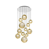 Puppet Round Multilight Suspension By Vistosi, R12, Finis: Chrome, Color: Amber, , | Casa Di Luce Lighting