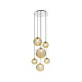 Puppet Round Multilight Suspension By Vistosi, R6, Finis: Chrome, Color: Amber, , | Casa Di Luce Lighting