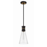 Quinn Pendant 7'' Matte Black + Textured Gold