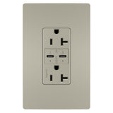Radiant 20A Tamper Resistant Ultra Fast PLUS Power Delivery USB Type CC Outlet Nickel