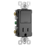 Radiant Single Pole/3-Way Switch with 15A Tamper-Resistant Outlet By Legrand Radiant BK Finish