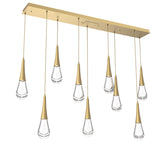 Raindrop Linear Suspension By Hammerton, 9 Light, Finish: Gilded Brass