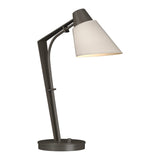 Reach Table Lamp in Dark Smoke, Flax Shade by Hubbardton Forge