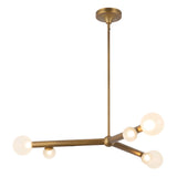 Reese Chandelier — 41 Inch, Vintage Brass, Opal Glass