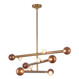 Reese Two Tier Chandelier — Vintage Brass, Amber Glass