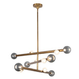 Reese Two Tier Chandelier — Vintage Brass, Smoked Glass