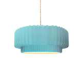 Reflecting Pool Beige Twisted Cord Ceramic Small Tier Pendant by Justice Design