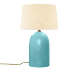Reflecting Pool Cream Linen Fabric Ceramic Tall Kava Table Lamp with Fabric Shade by Justice Design