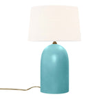 Reflecting Pool White Linen Fabric Ceramic Tall Kava Table Lamp with Fabric Shade by Justice Design