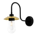 Ren Swan Neck Wall Light - Matt Black & Pol Brass Shade