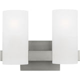 Rhode Vanity Light — 12 1/8", Etched, Brushed Steel