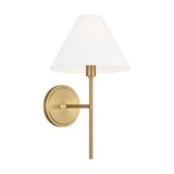 Ridgewood Wall Sconce — 8", White Linen, Burnished Brass