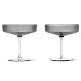 Ripple Champagne Saucers, Set of 2 Smoked Grey By Ferm Living