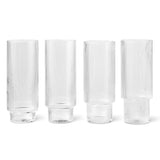 Ripple Glasses, Set of 4 Clear Long By Ferm Living