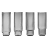Ripple Glasses, Set of 4 Smoked Grey Long By Ferm Living