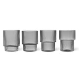 Ripple Glasses, Set of 4 Short Smoked Grey By Ferm Living