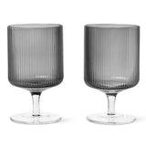 Ripple Wine Glasses, Set of 2 Smoked Grey By Ferm Living
