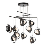 Riza 10-Light Mobile Chandelier, shown in Ink, Standard, by Hubbardton Forge