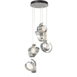 Riza 5-Light Pendant, shown in Sterling, Standard, by Hubbardton Forge